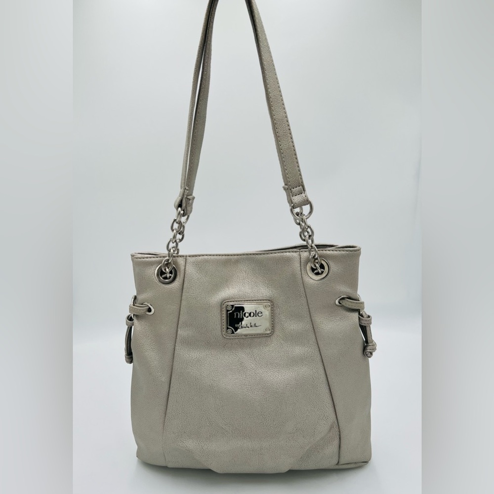 nicole by Nicole Miller Silver Faux Pebbled Leather Shoulder Bag
